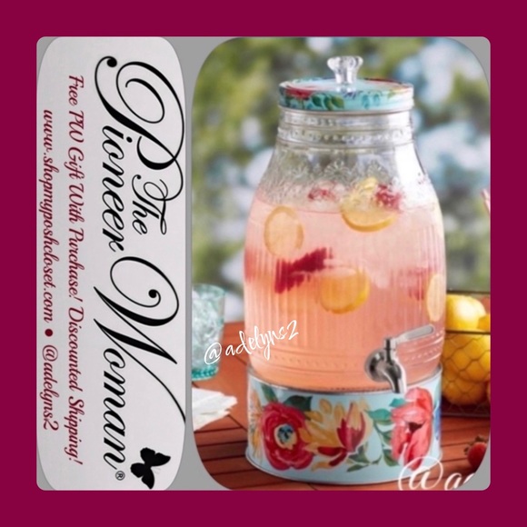 Beverage Dispenser 🌺 New Pioneer Woman Cassie/ Delaney Glass Drink Dispenser - Picture 5 of 7